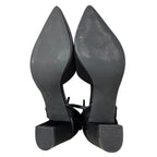 Coutgo Womens 8 Black 2.5" Chunky Heel Pointed Toe Ankle Strap Back Bow Shoes