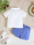 Children's Textured Polo Shirt & Ripped Shorts Set