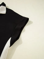 Color Block Half Zip Top and Shorts Two-Piece Set