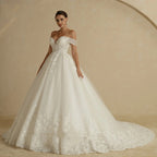 Off-shoulder Bridal Main Wedding Dress Elegant Court Style High-grade Luxury French Light Door Yarn