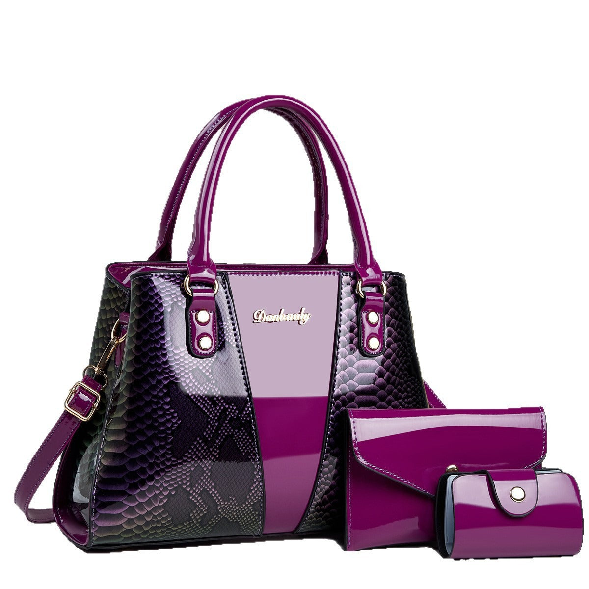 Snakeskin Pattern 3-Piece Tote Handbag Set