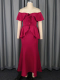 Strapless Ruffled Off-the-shoulder Dress Fishtail Dress
