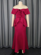 Strapless Ruffled Off-the-shoulder Dress Fishtail Dress