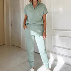 Athleisure Knit 3/4 Sleeve T-Shirt & Pants Set – 3 Colors, S–3XL