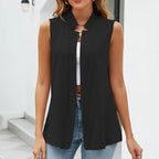 Women’s Sleeveless Stand-Collar Vest Cardigan