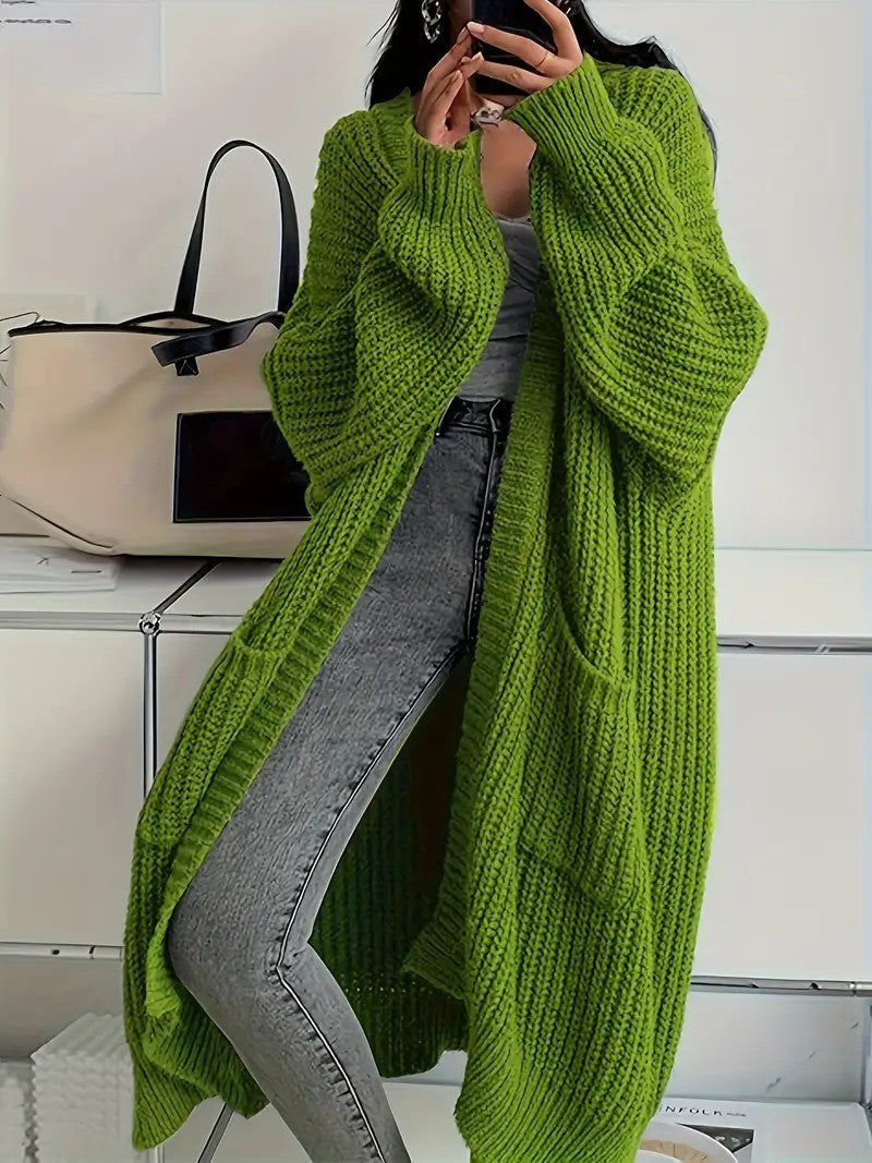 Women’s Long Cardigan Sweater – Loose Fit Knitwear, Versatile Style
