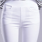 Outerwear Stretchy Elastic-waist Colorful Pencil Pants