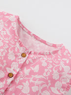 Children's Floral Print Button-Front Casual Dress