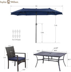 Navy Outdoor Patio Table And Chairs Set With Umbrella For 6
