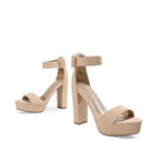 Dream Pairs Womens 7.5 Tan 4.5" Block Heel Open Toe Ankle Strap Sandal Shoes