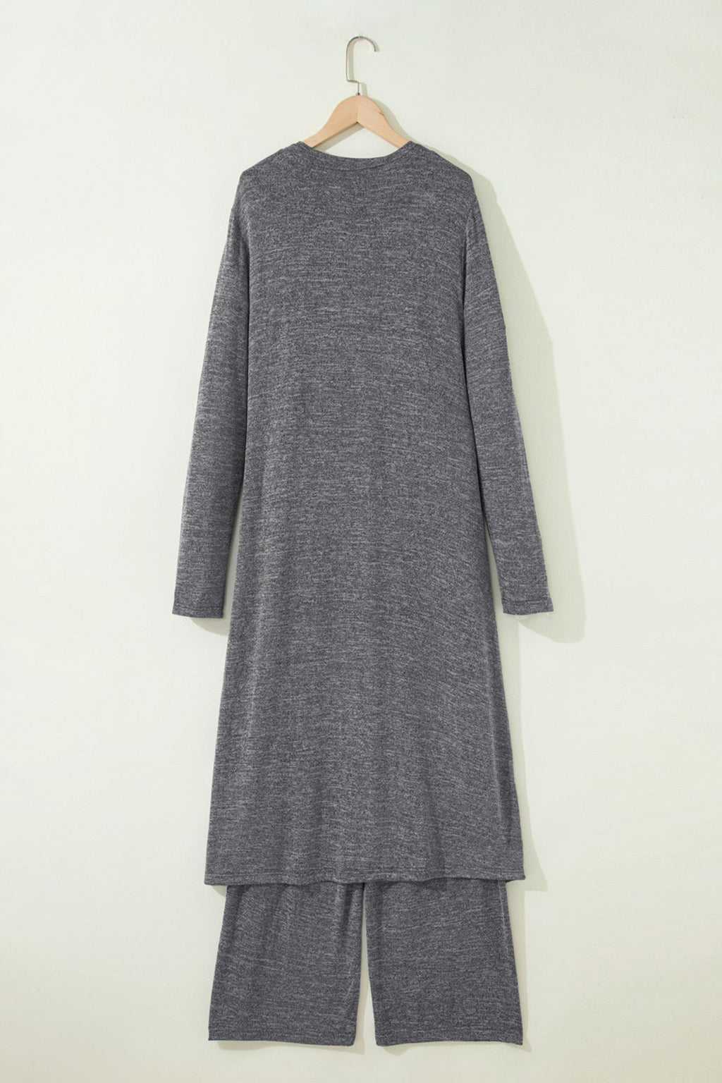 Delicacy 3pcs V Neck T Shirt Ribbon Knot Pants Open Duster 3pcs Lounge Set
