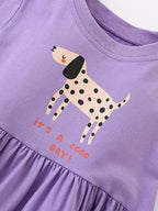 Children's Dog Round Neck Casual Dress