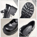 New Womens Size 11 Black Faux Leather 2.5" Platform Heel Mary Jane Chunky Shoes