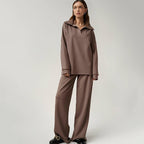 Women’s French Casual Two-Piece Suit – High-Waist Trousers Elegant Set