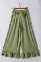 Dune Solid Color Ruffle Hem Wide Leg Pants