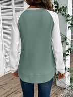 Waffle Knit Raglan Sleeve T-Shirt