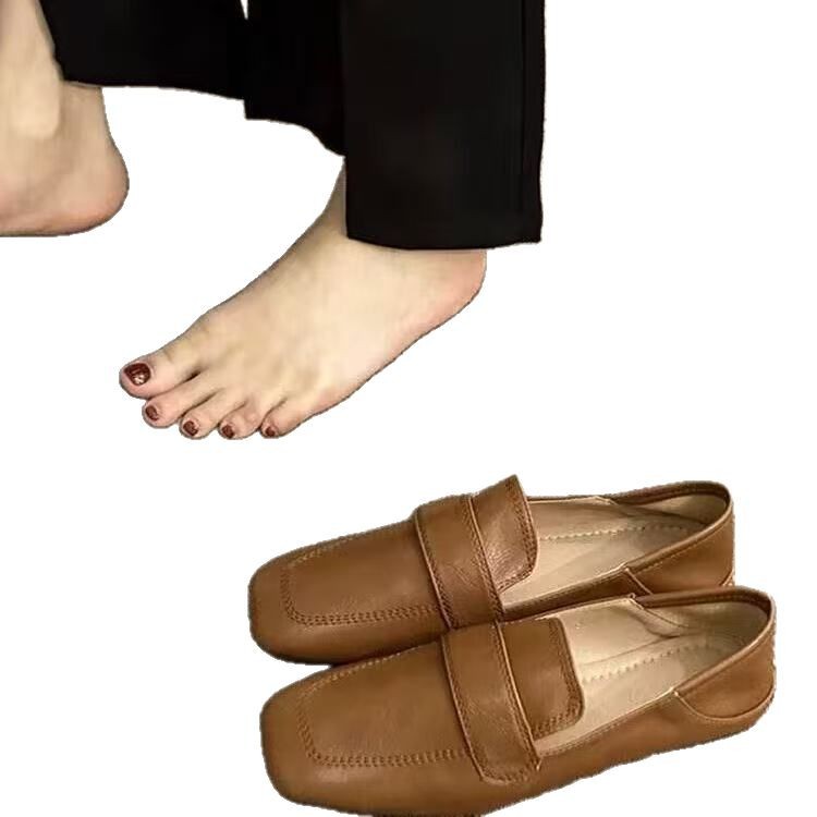 French-Style Retro Square Toe Flat Loafers