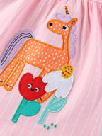 Children's Striped Unicorn Short Sleeve Dress