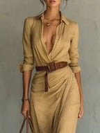 Full Size Ruched Long Sleeve Maxi Dress Plus Size
