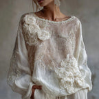 Womens Printed Crew Neck Long Sleeve Top