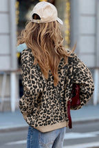 Orange Leopard Drop Shoulder Knitted Cardigan