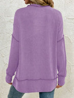 Side Slit Round Neck Sweatshirt