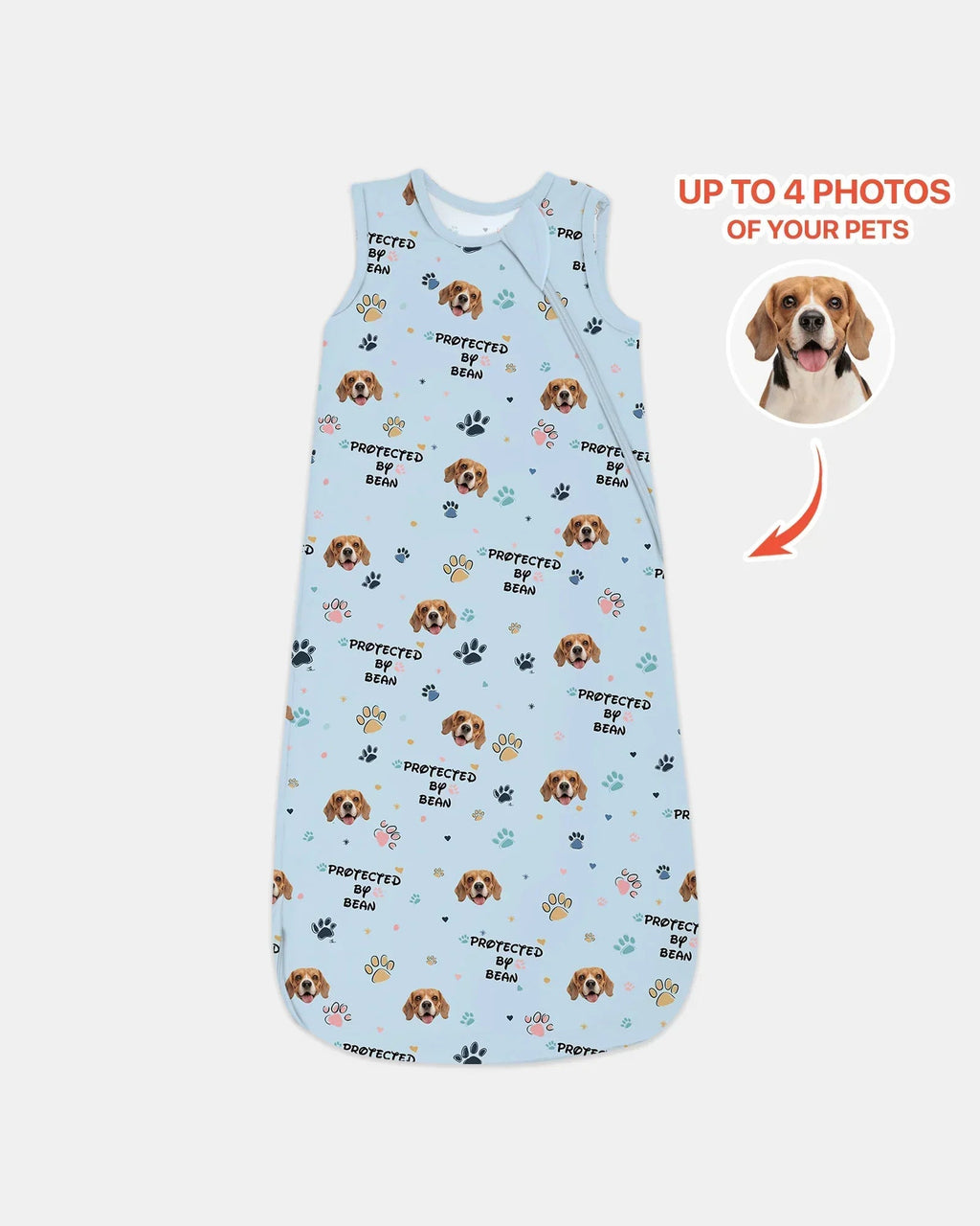 Custom Dog Photo Pattern Protected By Bamboo Sleep Bag