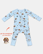 Custom Dogs Photo "Protected By" Bamboo Convertible Zippered Romper