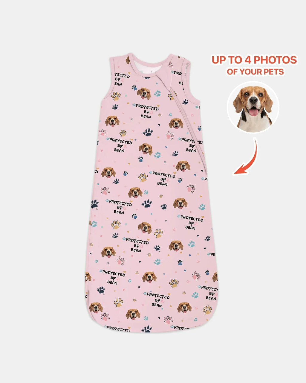 Custom Dog Photo Pattern Protected By Bamboo Sleep Bag