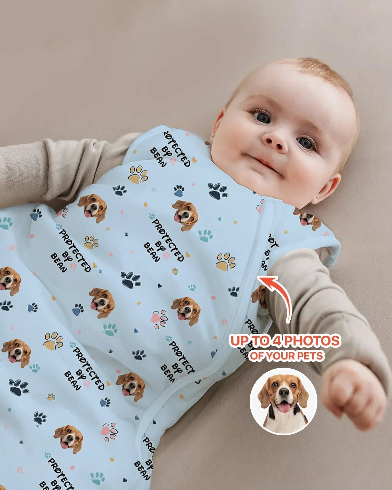 Custom Dog Photo Pattern Protected By Bamboo Sleep Bag