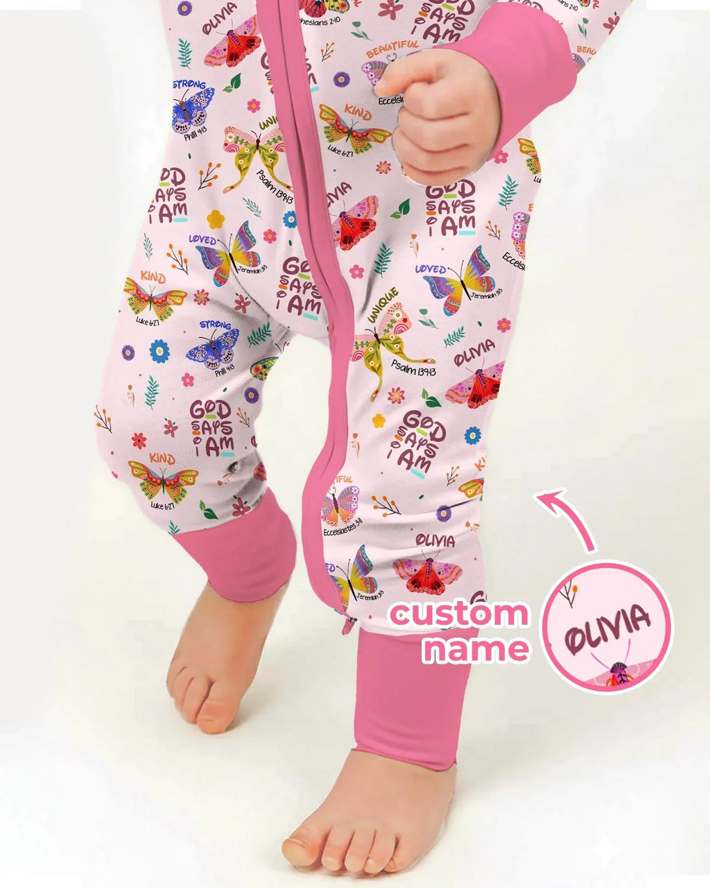 Custom Name God says I am Butterfly Bamboo Convertible Zippy