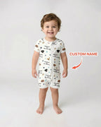 Custom Dog Photo Pattern "Protected By" Bamboo Shorty Zippered Romper