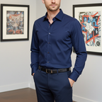 Anthony Button-Up Shirt With Contrast Details // Navy // Contemporary Fit (Regular)