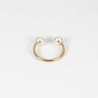 925 Sterling Silver Pearl Open Ring Double Pearl Adjustable Ring for Women Girls