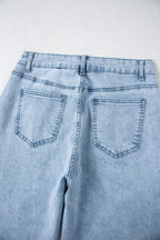 Beau Blue Bow Knot Side Detail Straight Leg Loose Jeans