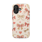 Phone Case Pink Bow & Heart Magnetic Impact Resistant Case