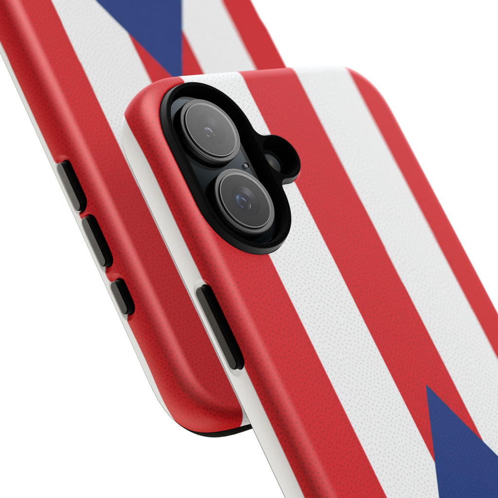 Puerto Rico Flag Tough Phone Case Patriotic Red & White Stripe Design