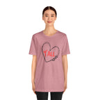 Heartfelt Love Unisex Tee - Casual Style, Y'all Shirt, Gift for Friends, Valentine's Day, Cozy Outfit, Everyday Wear
