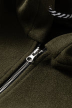 Four Leaf Clover Contrast Cuffed Drop Shoulder Zip up Tunic Hoodie