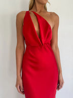 Halter Neck Satin Maxi Dress