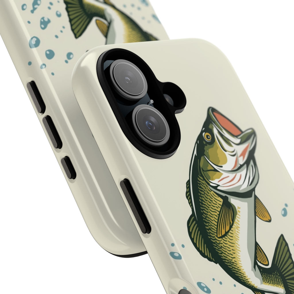 Fishing Bass Phone Case Jumping Largemouth Design, Protective Tough Case