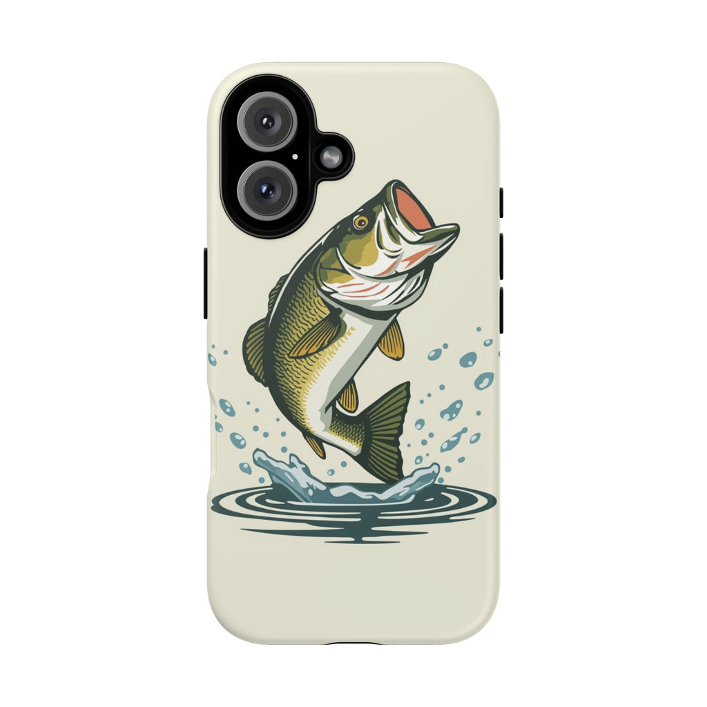 Fishing Bass Phone Case Jumping Largemouth Design, Protective Tough Case