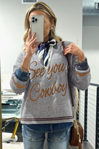 Peach Blossom Letter Embroidered Graphic Sweater