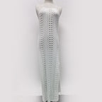 Suspender Beach Dress Women Solid Color Sleeveless Knitted Hollow Out Cutout Out Swimsuit Vacation Beach Dress Women Crochet hook