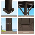 [10X12FT] Premium Outdoor Hardtop Patio Gazebo With Galvanized Steel Top & Aluminum Frame (SAK74065)