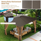 [10X12FT] Premium Outdoor Hardtop Patio Gazebo With Galvanized Steel Top & Aluminum Frame (SAK74065)