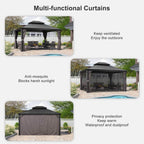 [10X13FT] Large Premium Outdoor Hardtop Aluminum Gazebo With Galvanized Steel Double Roof (SAK74826)