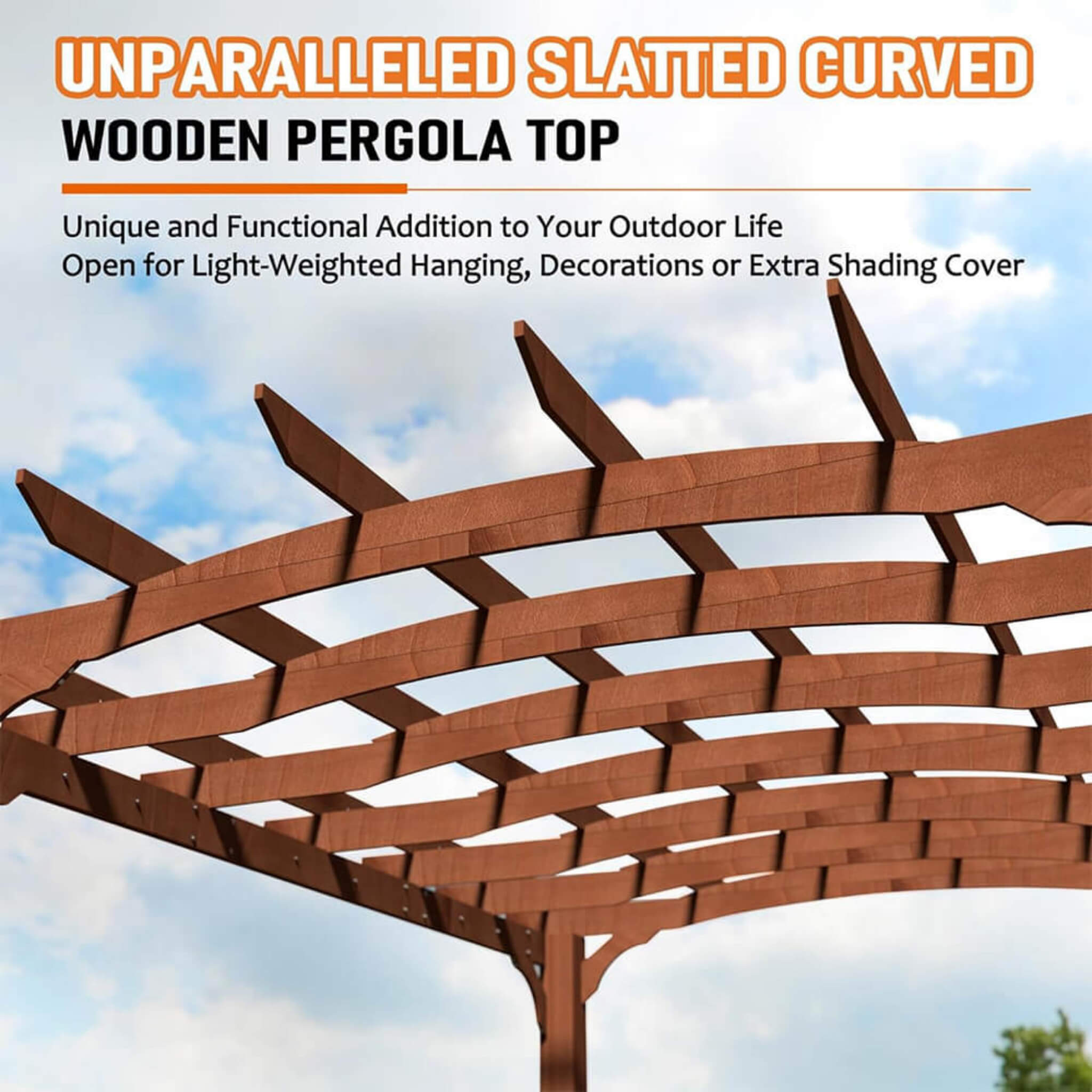 [12X14FT] Alora Luxury Outdoor All-Season Backyard Cedar Wood Gazebo Pergola With Arched Roof And Stakes For Patios (SAK68194)