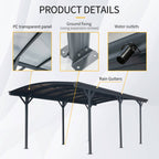 [10X19FT] Alora Heavy-Duty Outdoor Aluminum Arch Carport With Polycarbonate Panels (SAK86109)