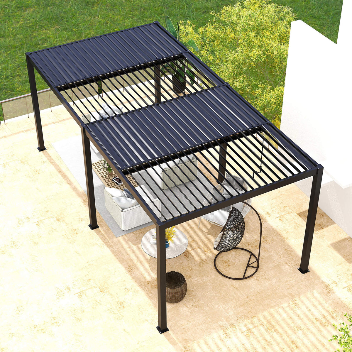 [10X19FT] Premium Powder-Coated Aluminum Pergola With Adjustable Louvers (SAK78345)